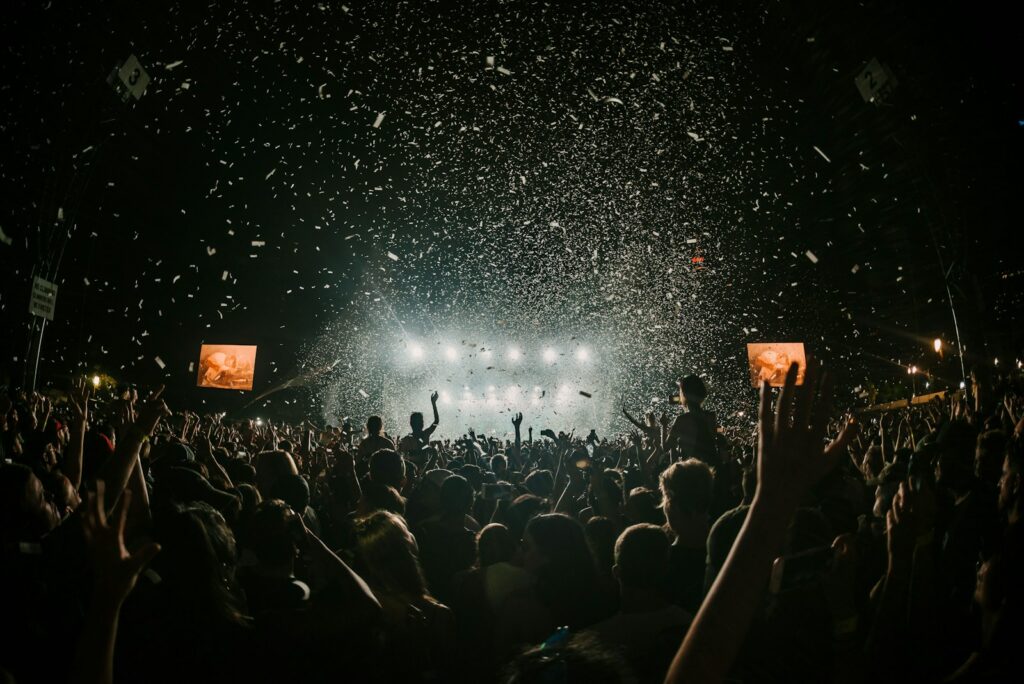 people gathering on concert field